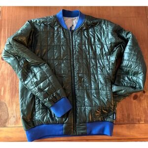 Cotopaxi Reversible Bomber Jacket Green Cream Blue Quilted Insulated Mens L